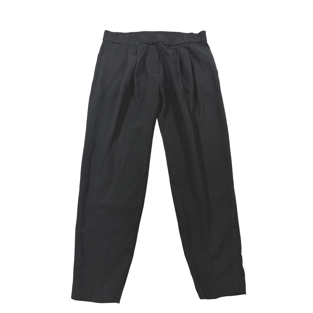 Nili Lotan Black Pleated Tapered Trousers Ankle Pants XS High Rise Business